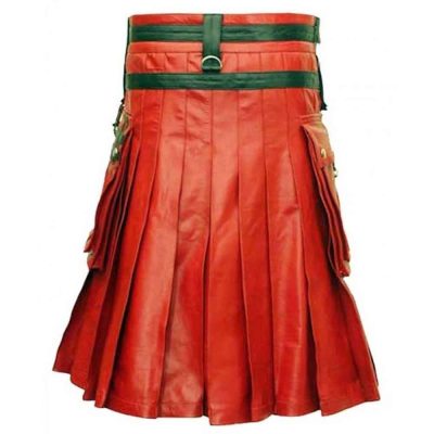 Black & Red Leather Kilt