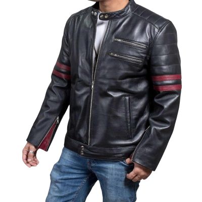 black bomber leather jacket