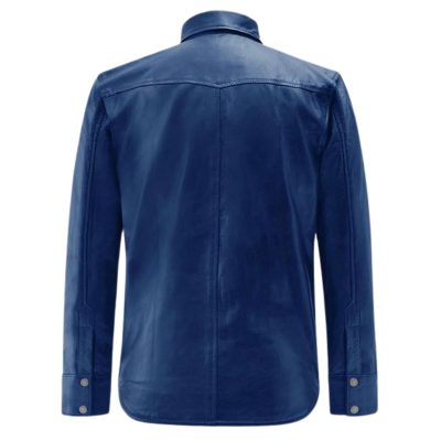 Essence Men's Blue Leather Shirt