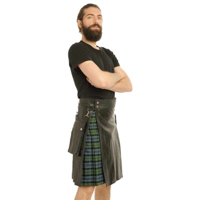 Leather Kilt - Tartan Box Pleated