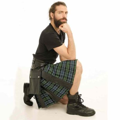 Leather Kilt - Tartan Box Pleated