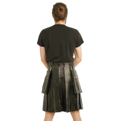 Leather Kilt - Tartan Box Pleated