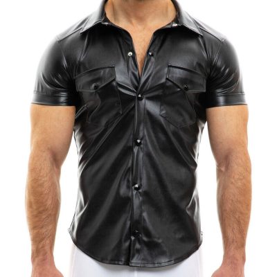 Short Sleeve Leather Shirt