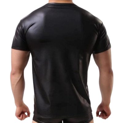 Sleek Rebellion Mens Leather T Shirt