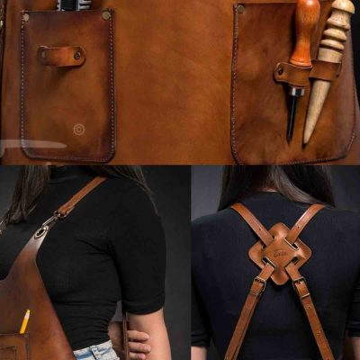Wood Work Leather Apron For Women