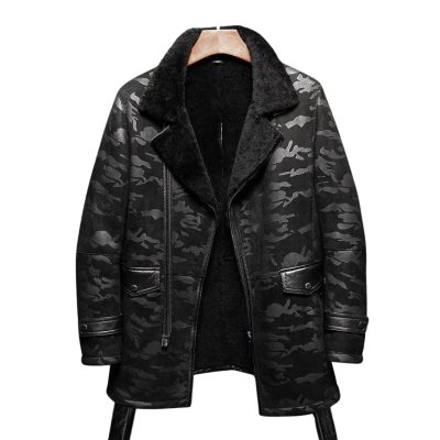 Black Camouflage Leather Jacket