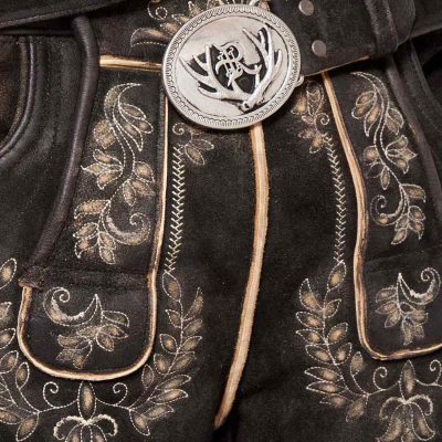 Charcoal Embroidered Lederhosen