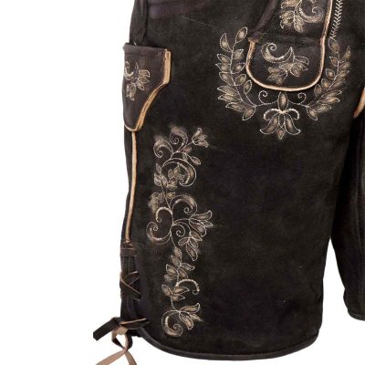Charcoal Embroidered Lederhosen