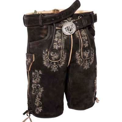 Charcoal Embroidered Lederhosen