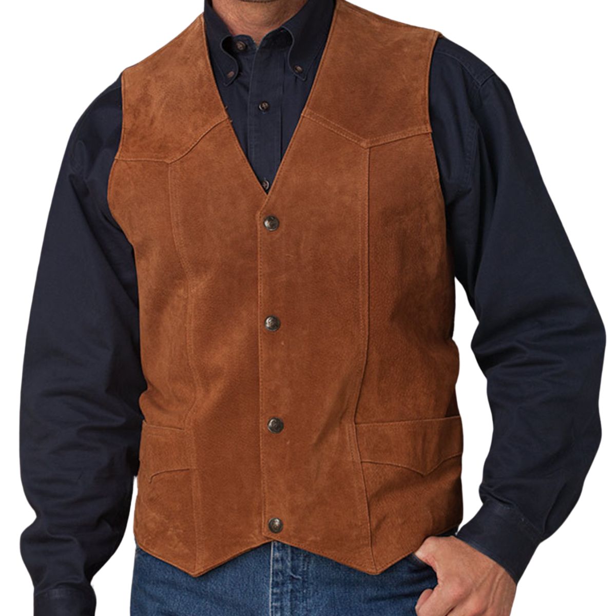 Refined Men's Suede Western Vest (2)