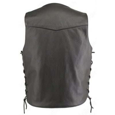 Biker Leather Vest With Pockets