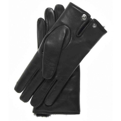 Black Leather Gloves Men With Fur Cuff 