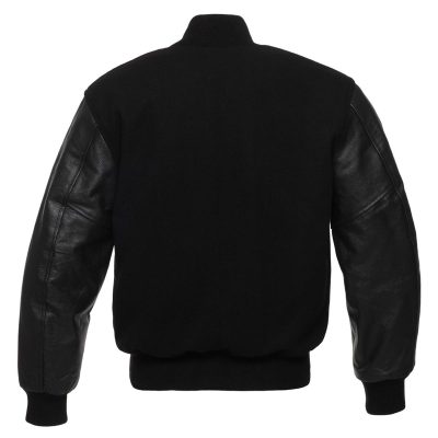 Black Varsity Jacket with Breathable and Windproof Fabric 