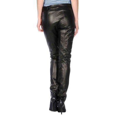 Black Leather Pants Women's With Belt  