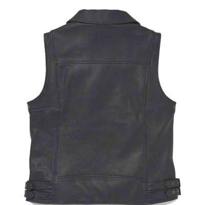 Black Leather Vest for Women 