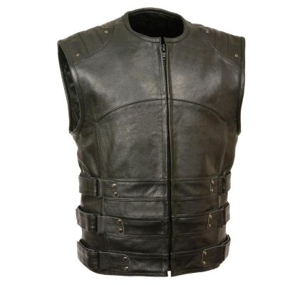 Buckle Accent Leather Vest