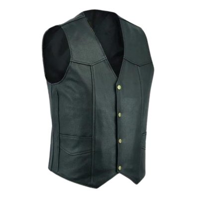 Leather Vest With White Piping