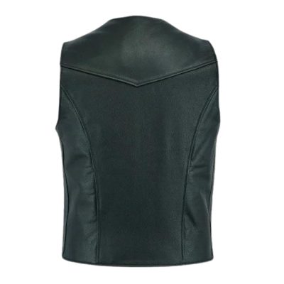 Leather Vest With White Piping