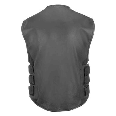 Leather Biker Vest With Velcro Straps 