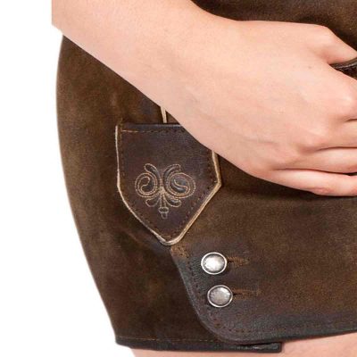 Lederhosen Women short Fellhorn in antique walnut