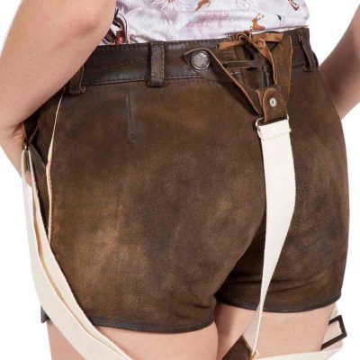 Lederhosen Women short Fellhorn in antique walnut