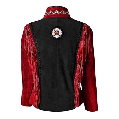 Red and Black Western Leather Jacket
