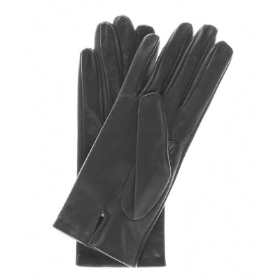 Silk Lined Leather Gloves Women Black 