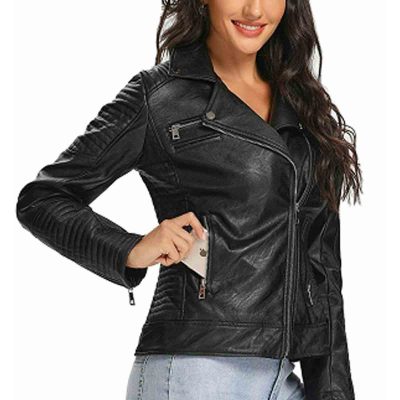 Stylish Black Leather Jackets for Women's