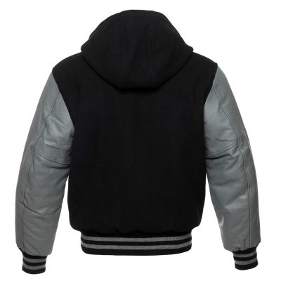 Varsity Jacket With Leather Sleeve & Wool with Hooded