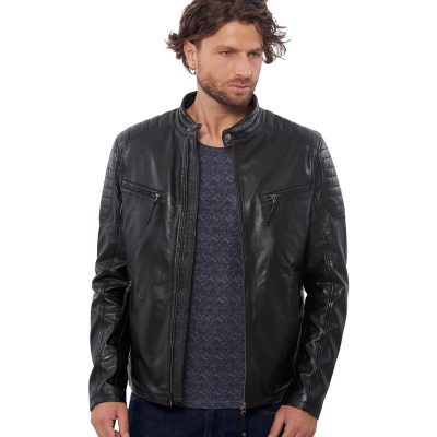 Leather Wave Mens Biker Jacket