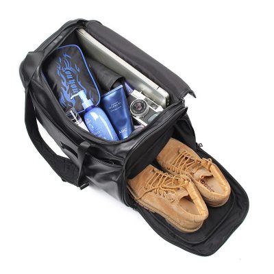 Battuta Black Leather Travel Bag