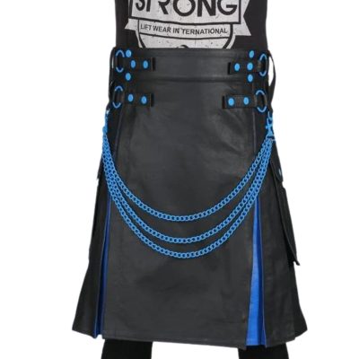 Black Exotic Hybrid Leather Kilt