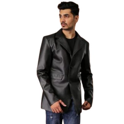 Black Leather Blazer For Men