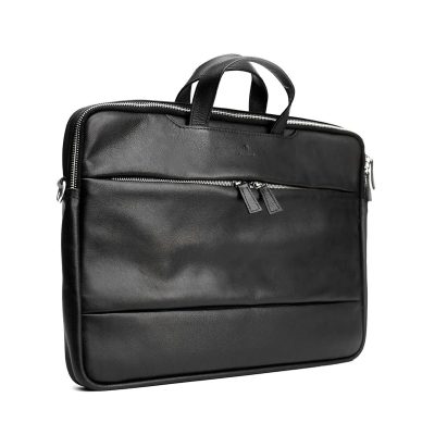 Black Natural Milled Sleek Laptop Bag