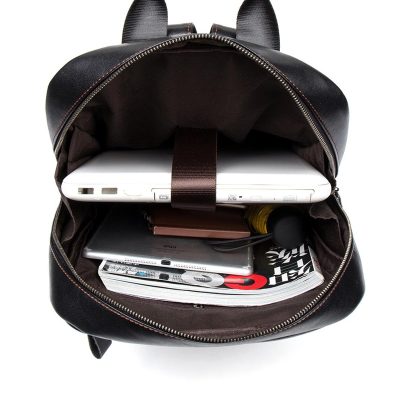 Black Retro Leather Backpack