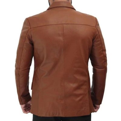 Brown Leather Blazer For Men