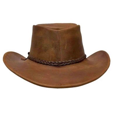 Brown Leather Cowboy Hat