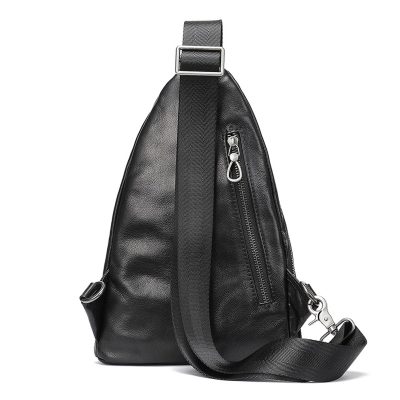 Flavio Black Leather Sling Bag Crossbody For Men's