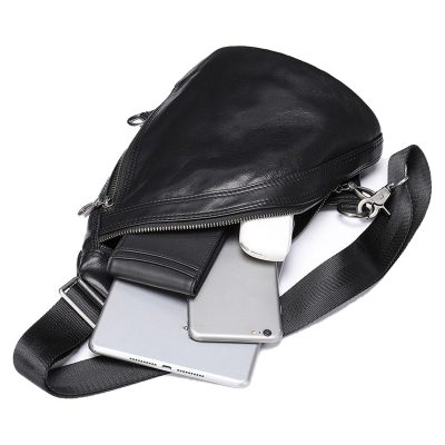 Flavio Black Leather Sling Bag Crossbody For Men's