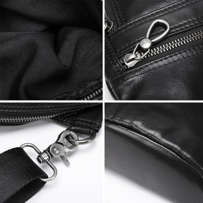 Flavio Black Leather Sling Bag Crossbody For Men's
