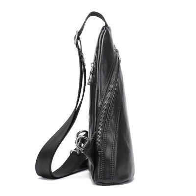 Flavio Black Leather Sling Bag Crossbody For Men's