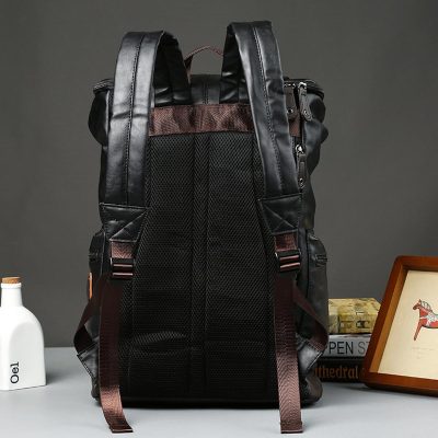 K pop Black Retro Leather Backpack