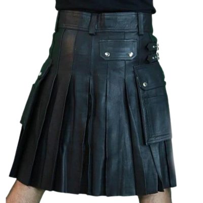 Leather Kilt With Twin Cargo Pockets