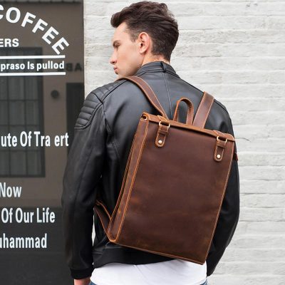 Lenardo Brown Leather Backpack