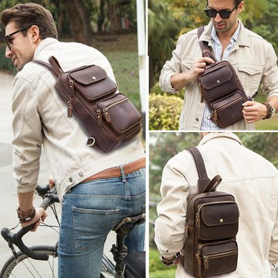 Mario Leather Chest Bag Multi Functional For Sale