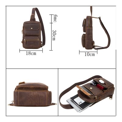 Mario Leather Chest Bag Multi Functional For Sale