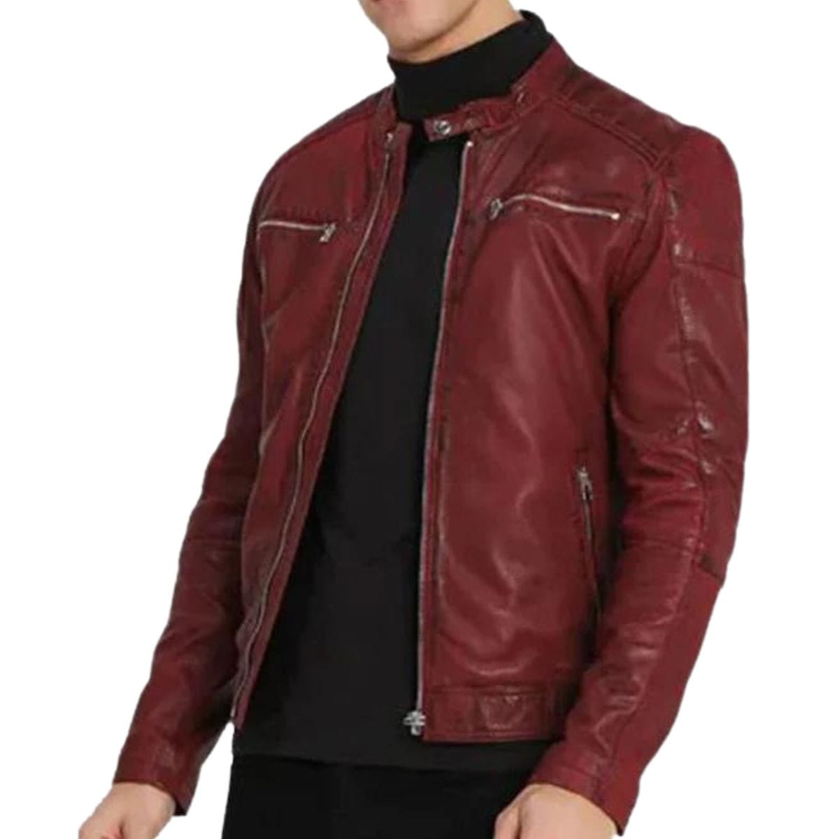 Men's Zipper Pockets Leather Jacket Ultra Comfortable For Men