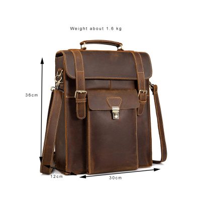 Rainer Portrait Leather Satchel Backpack
