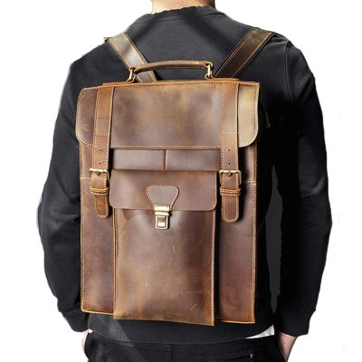 Rainer Portrait Leather Satchel Backpack