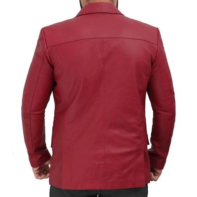 Red Leather Blazer For Men